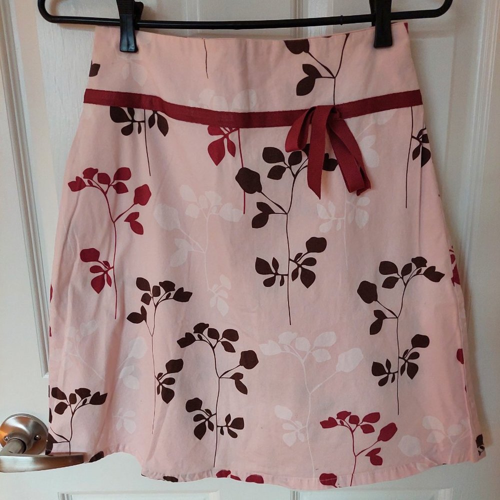 Mikk Couture Size Small Pink Floral Cotton Aline Skirt Stretch Y2K